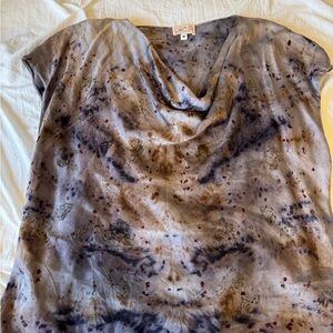 Chic Women's Cowl Neck Blouse in Tie-Dye Pattern